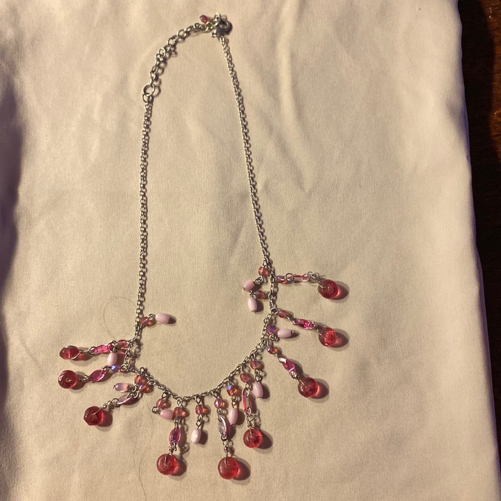 3 for $10 necklace hot pink and light pink and silver, 18 inch